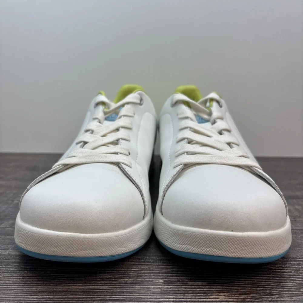 KURU Roam Women's 9 Classic Court Sneaker Leather‎ Shoe Bright White-Pale Lime